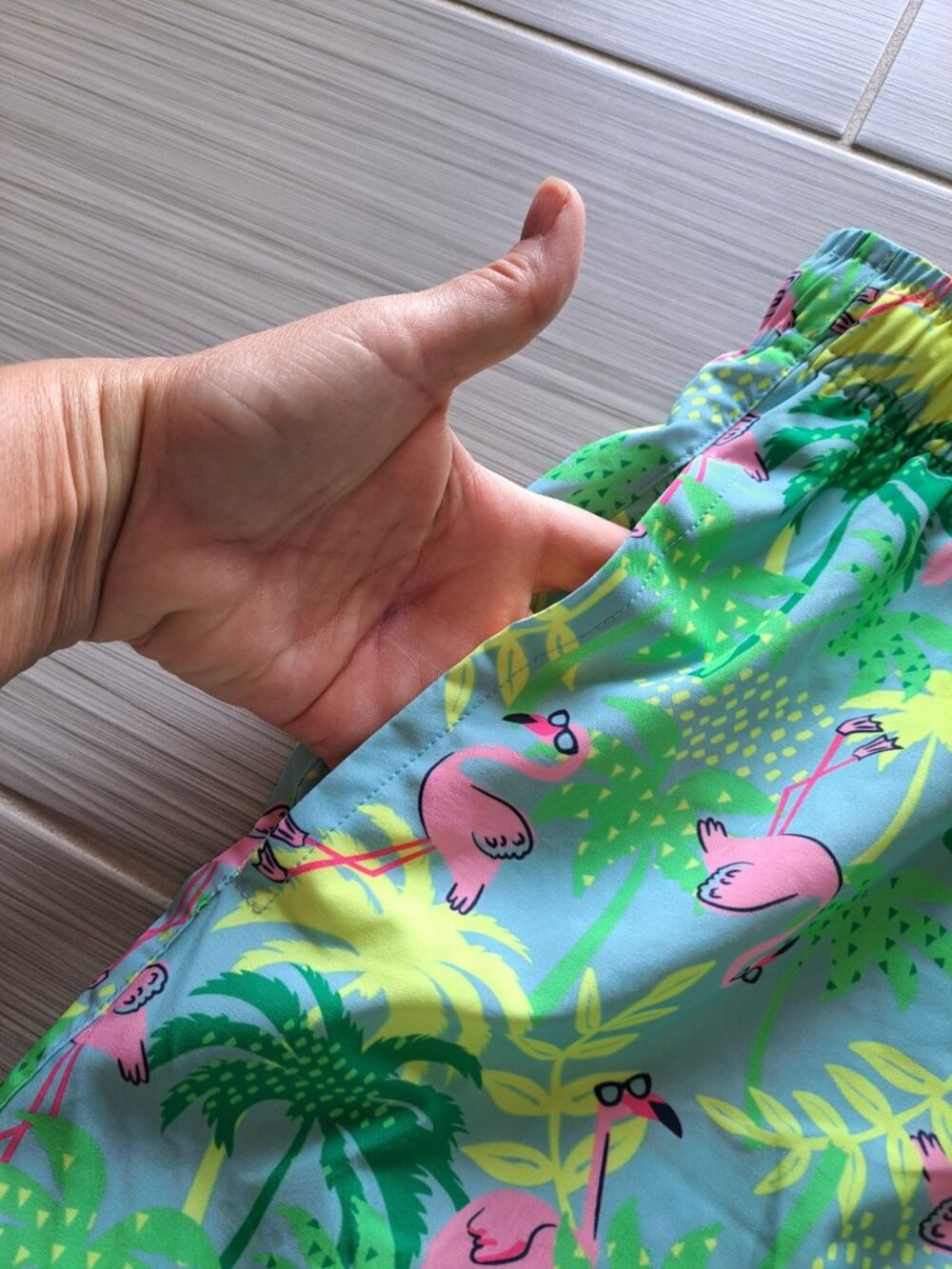 Berkley Jensen Mens Flamingo Swim Trunks Elastic Waist Drawstring L Tropical - Picture 6 of 10